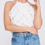 Cascading Mini Ruffles Tie Halter - MTT Collective