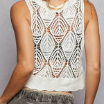 Casey Cropped Sleeveless Crochet Top - MTT Collective