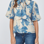 Catherine Neck Tie Lantern Sleeve Blouse - MTT Collective