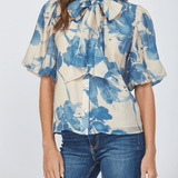 Catherine Neck Tie Lantern Sleeve Blouse - MTT Collective
