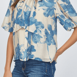 Catherine Neck Tie Lantern Sleeve Blouse - MTT Collective