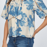 Catherine Neck Tie Lantern Sleeve Blouse - MTT Collective