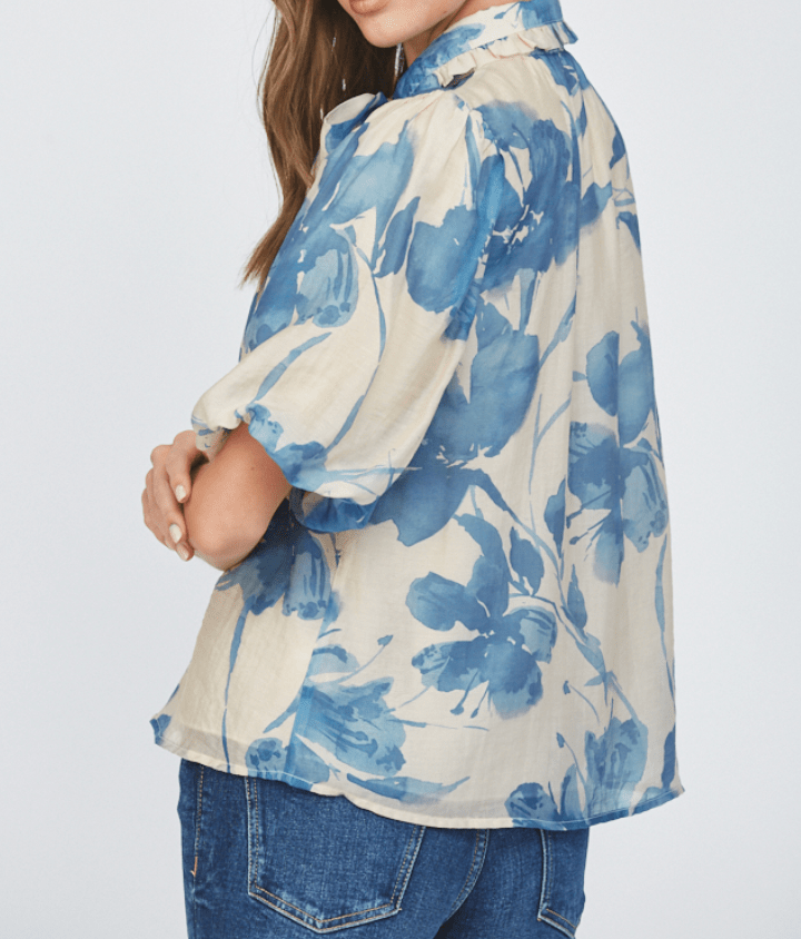 Catherine Neck Tie Lantern Sleeve Blouse - MTT Collective
