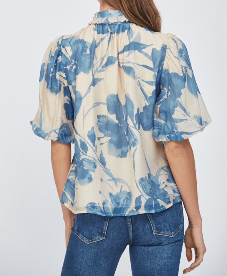 Catherine Neck Tie Lantern Sleeve Blouse - MTT Collective