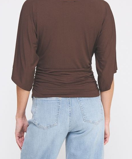 Isla Double Knit Angel Sleeve Cinch Top