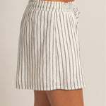 Striped Drawstring Shorts - Black