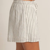 Striped Drawstring Shorts - Black