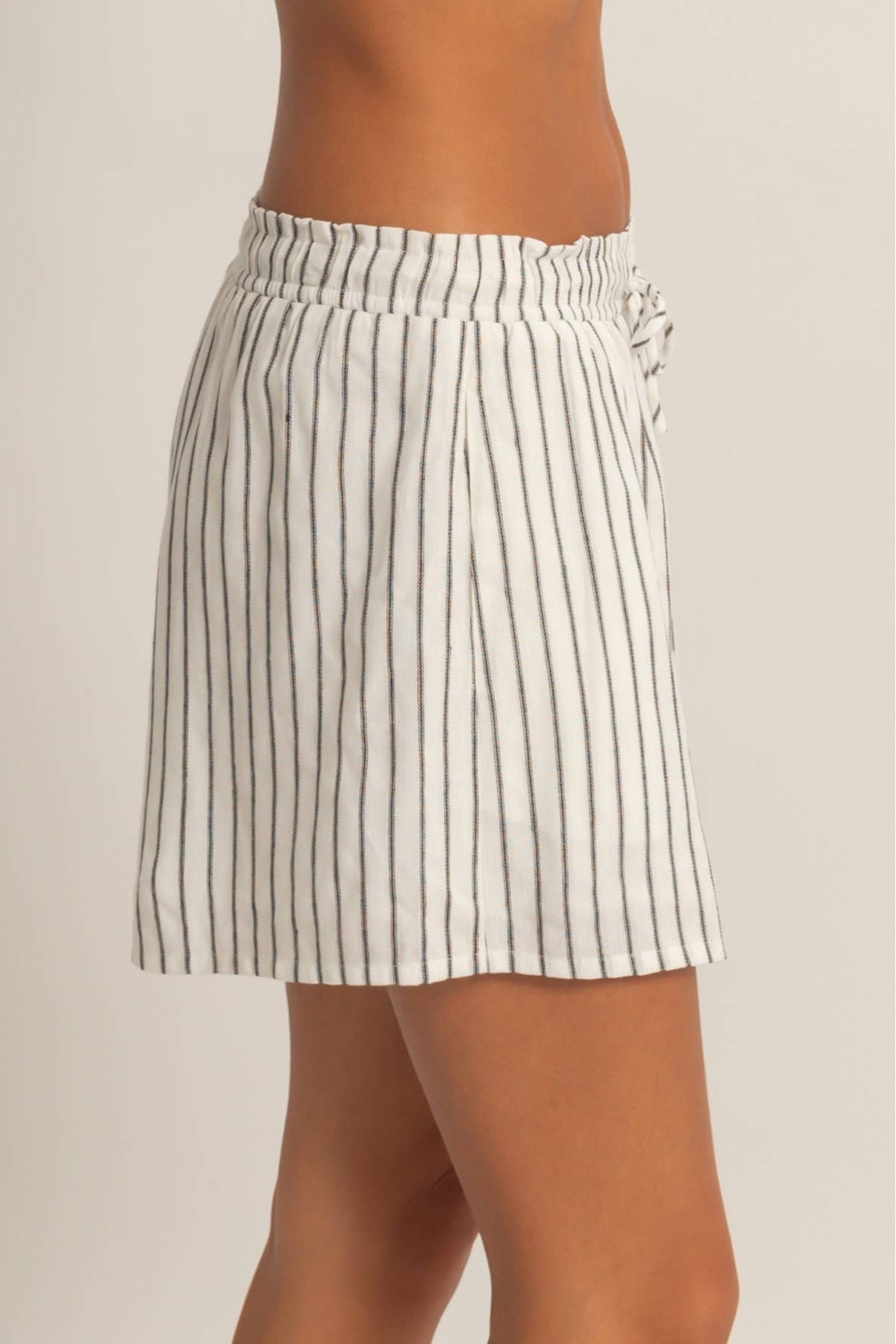 Striped Drawstring Shorts - Black