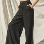 Grove Linen Wide Leg Pants in Black, back