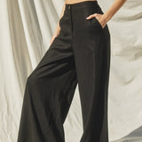 Grove Linen Wide Leg Pants in Black, back
