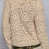 Margot Open Knitted Crochet Solid Sweater