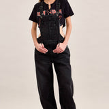 Hidden Jeans Overall with Wash Detail in black, back