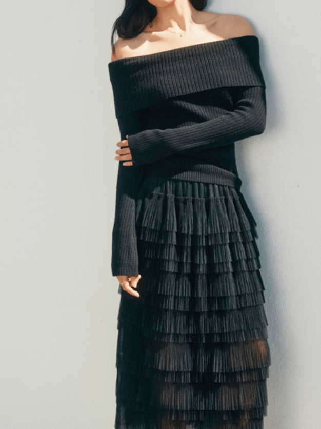 Charlotte Foldover Off The Shoulder Sweater - MTT Collective