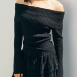 Charlotte Foldover Off The Shoulder Sweater - MTT Collective