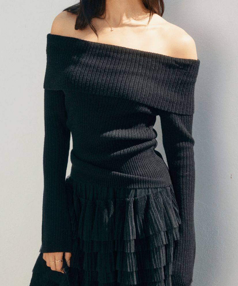 Charlotte Foldover Off The Shoulder Sweater - MTT Collective