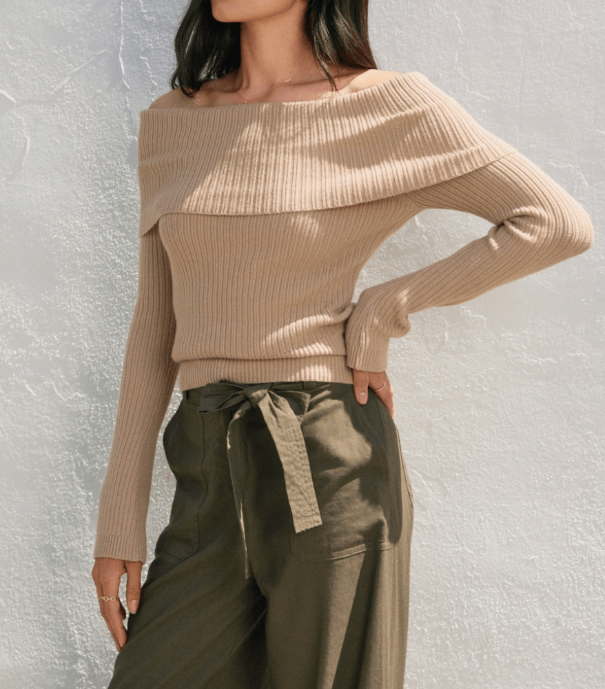 Charlotte Foldover Off The Shoulder Sweater - MTT Collective