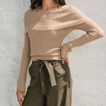 Charlotte Foldover Off The Shoulder Sweater - MTT Collective