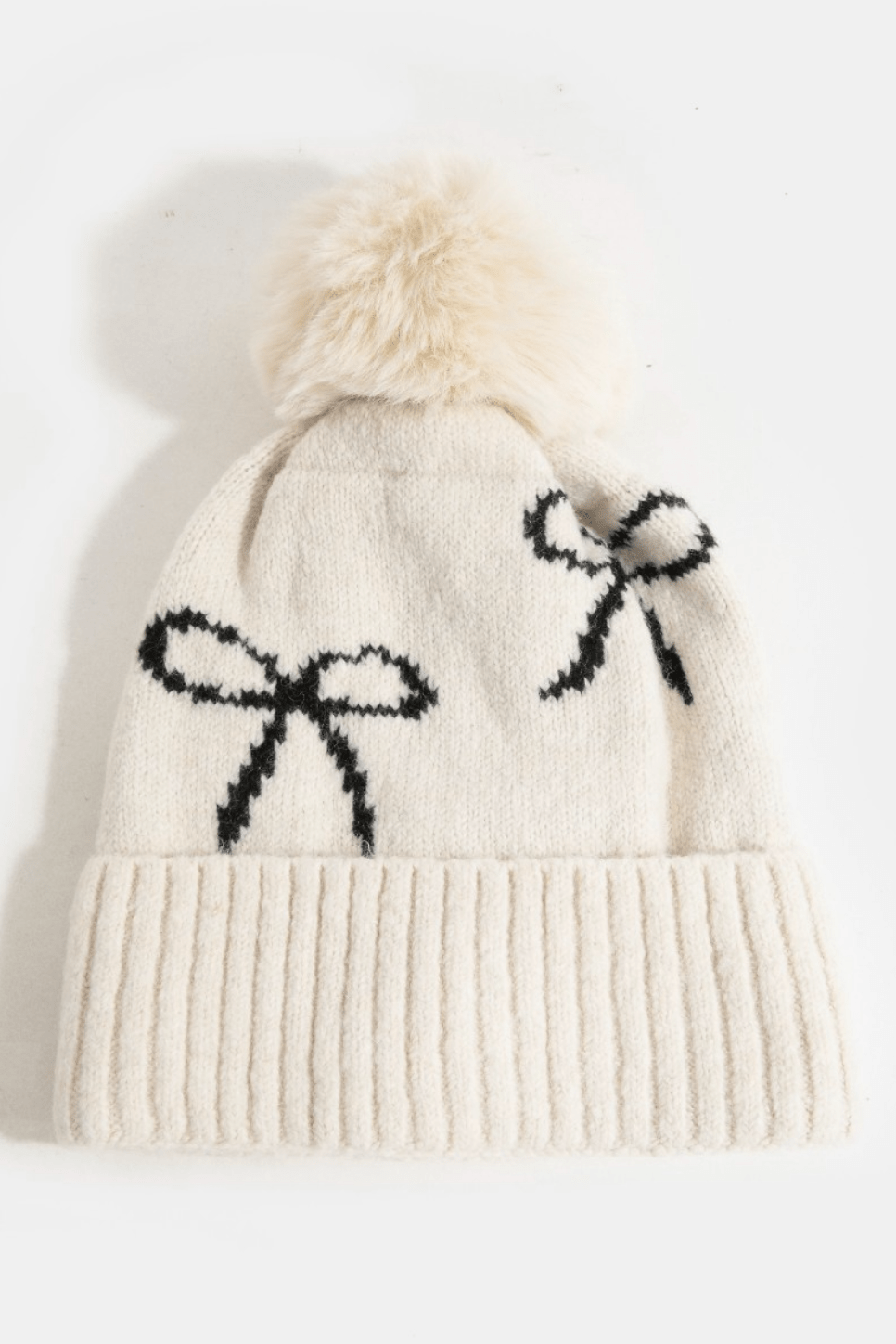 Charlotte Ribbon Bow Detail Pom Beanie - MTT Collective