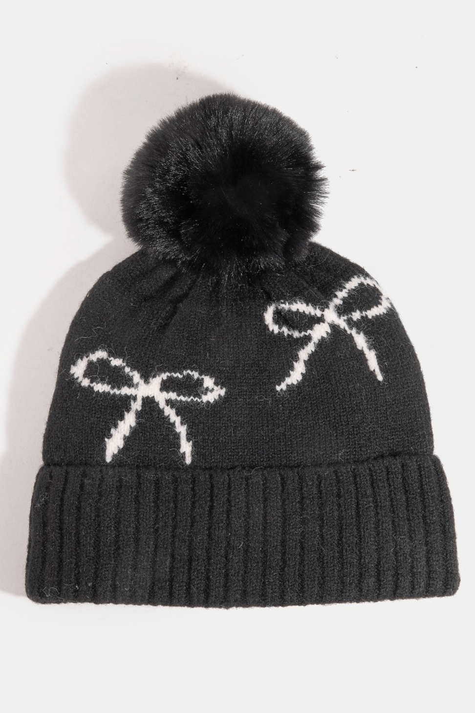 Charlotte Ribbon Bow Detail Pom Beanie - MTT Collective