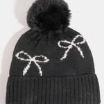 Charlotte Ribbon Bow Detail Pom Beanie - MTT Collective
