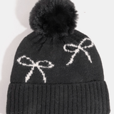 Charlotte Ribbon Bow Detail Pom Beanie - MTT Collective