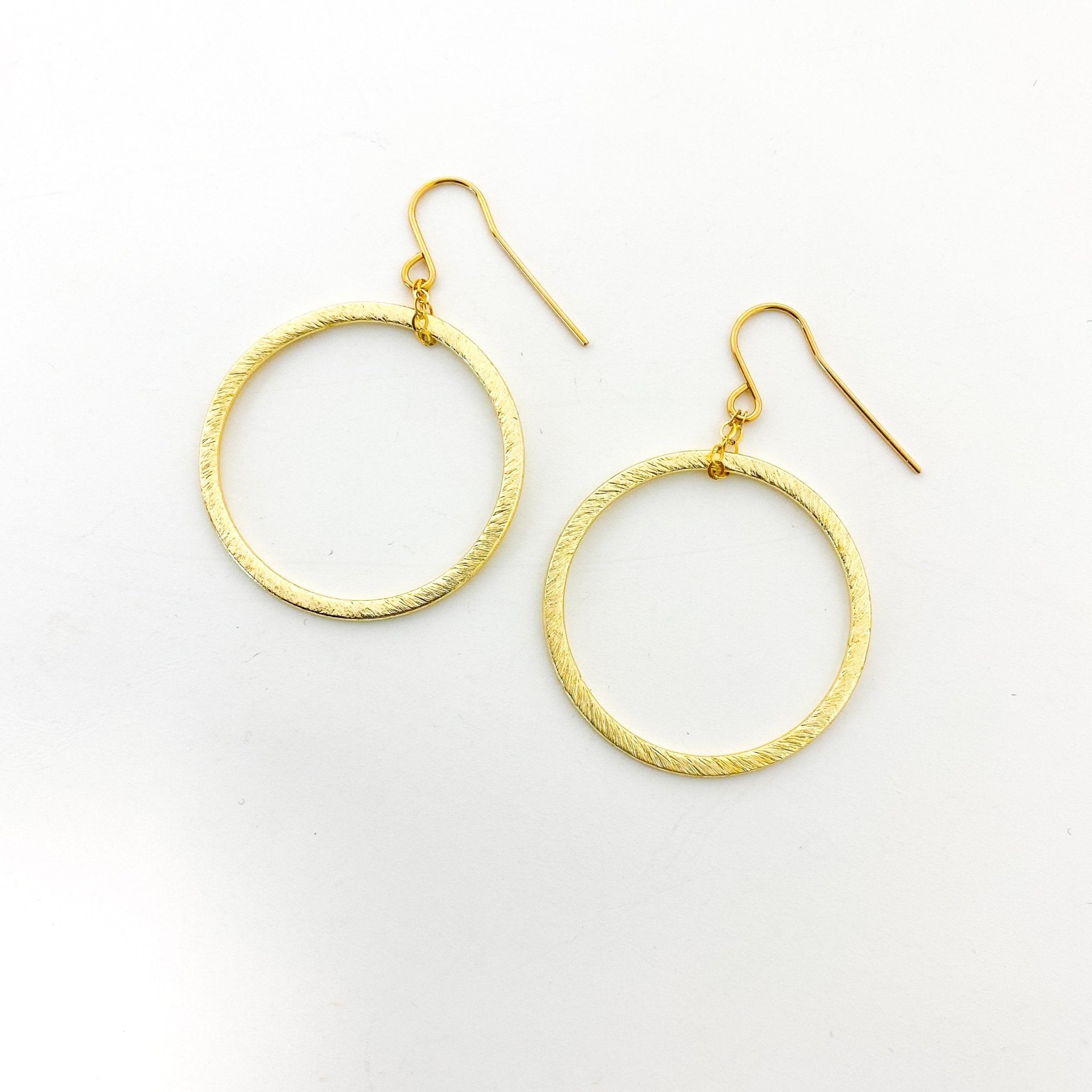 Chloe Hanging Brushed Hoop Earrings - MTT Collective