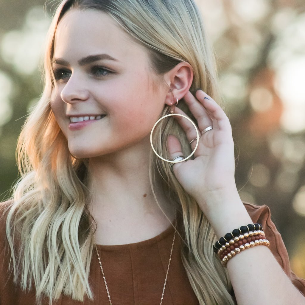 Chloe Hanging Brushed Hoop Earrings - MTT Collective