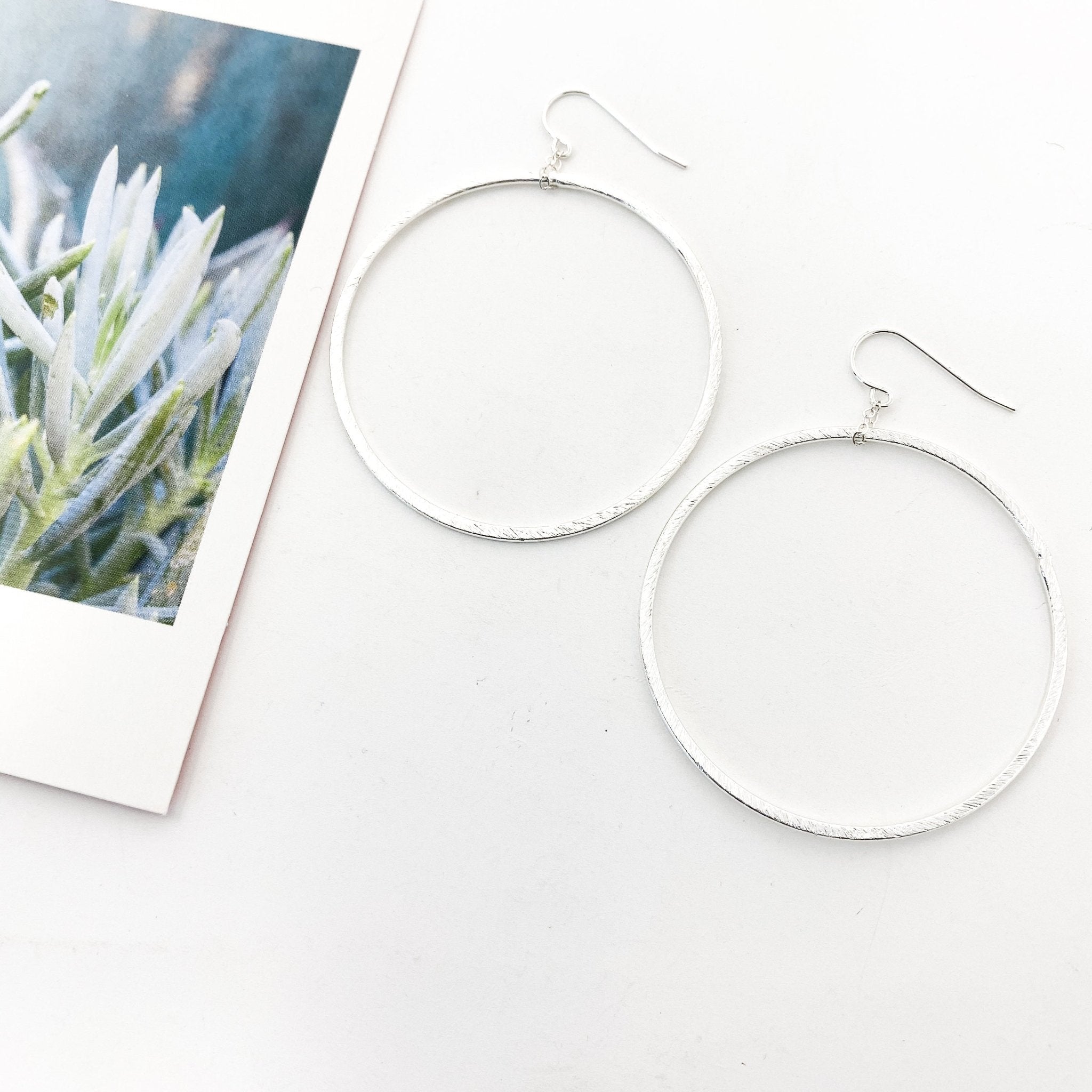 Chloe Hanging Brushed Hoop Earrings - MTT Collective