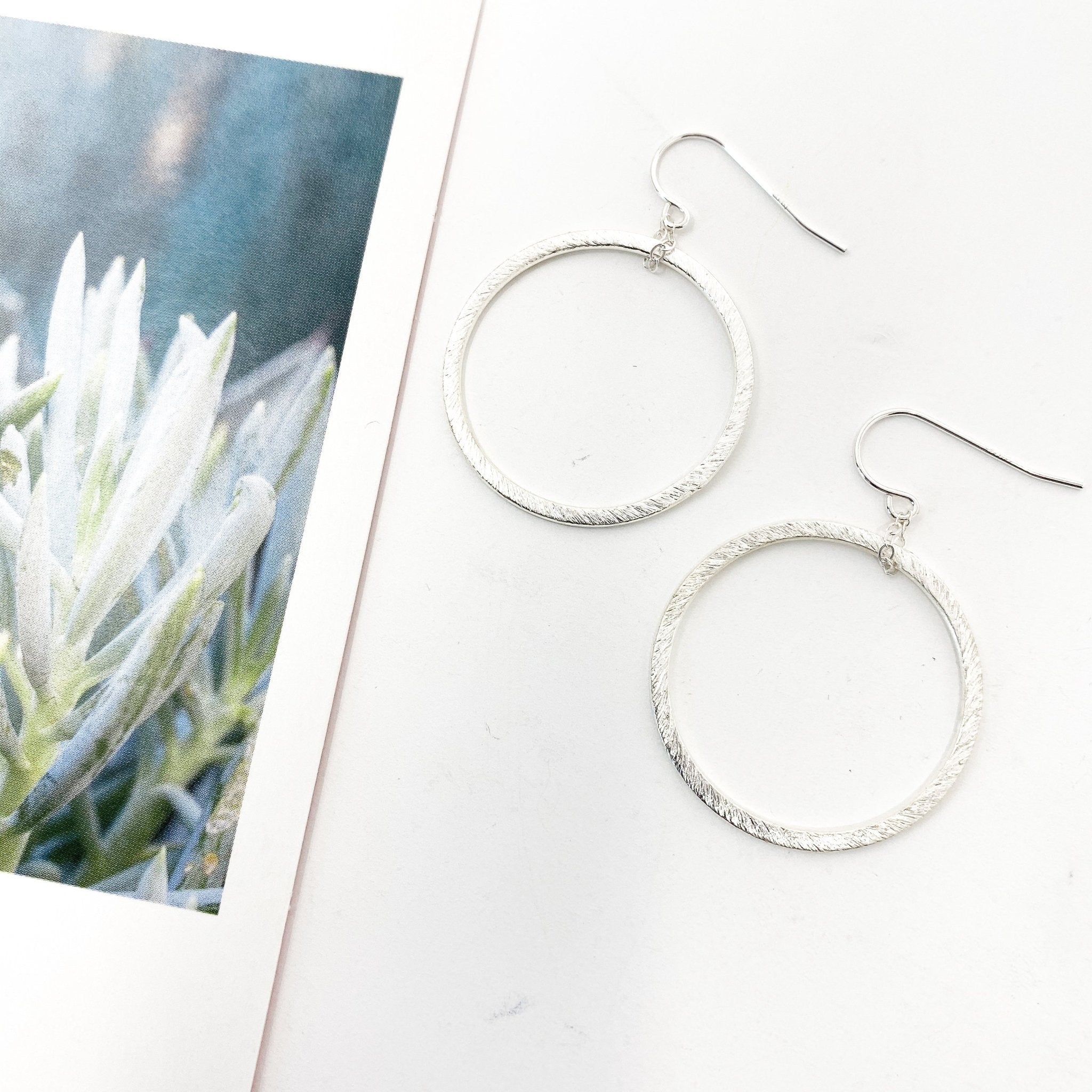 Chloe Hanging Brushed Hoop Earrings - MTT Collective
