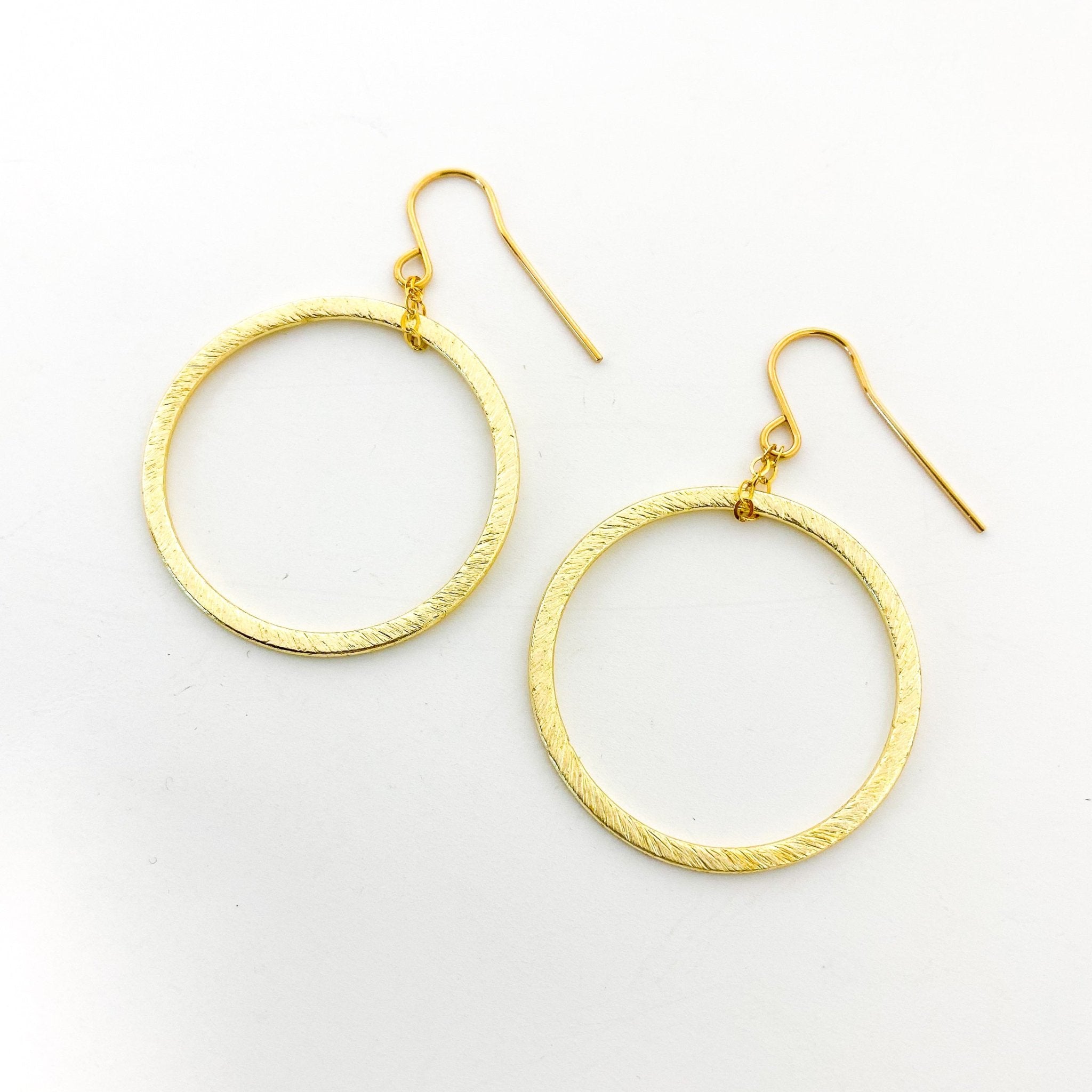 Chloe Hanging Brushed Hoop Earrings - MTT Collective