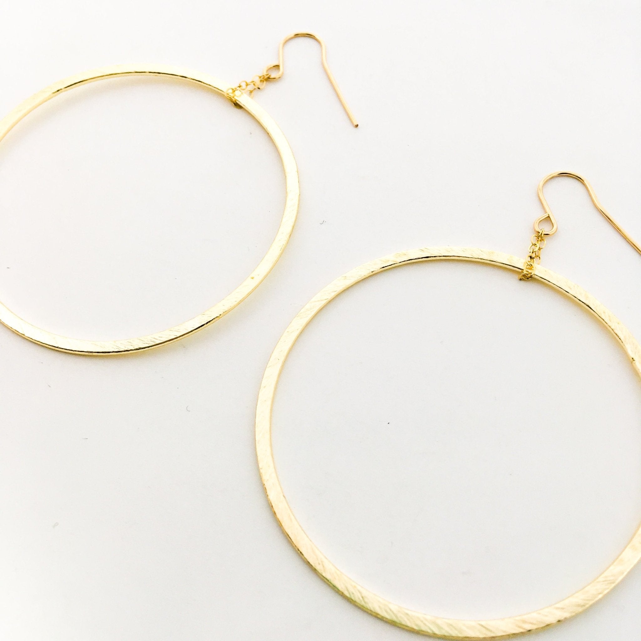 Chloe Hanging Brushed Hoop Earrings - MTT Collective