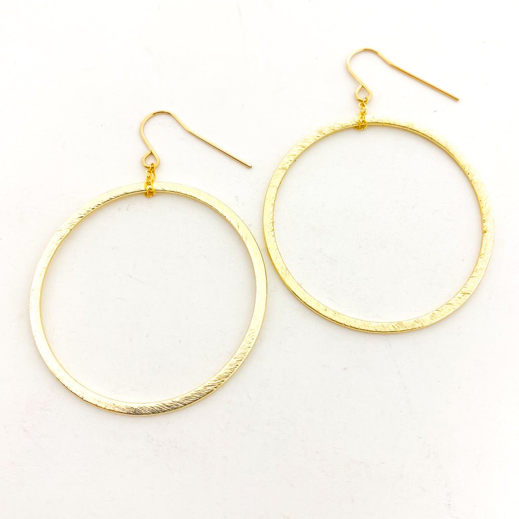Chloe Hanging Brushed Hoop Earrings - MTT Collective