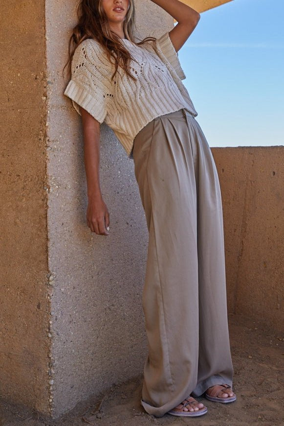 Cleo Knit Crochet Short Sleeve Top - MTT Collective