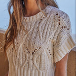 Cleo Knit Crochet Short Sleeve Top - MTT Collective