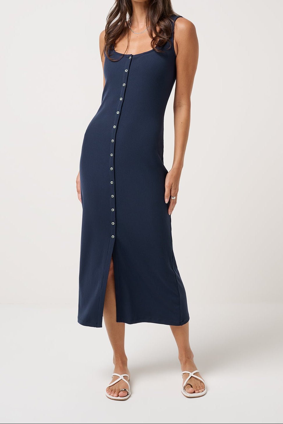 Cloud Rib Button Tank Dress - MTT Collective