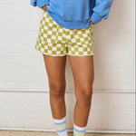 Colleen Denim Checkered Shorts - MTT Collective