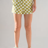 Colleen Denim Checkered Shorts - MTT Collective