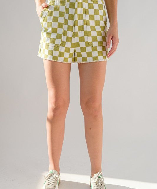 Colleen Denim Checkered Shorts - MTT Collective