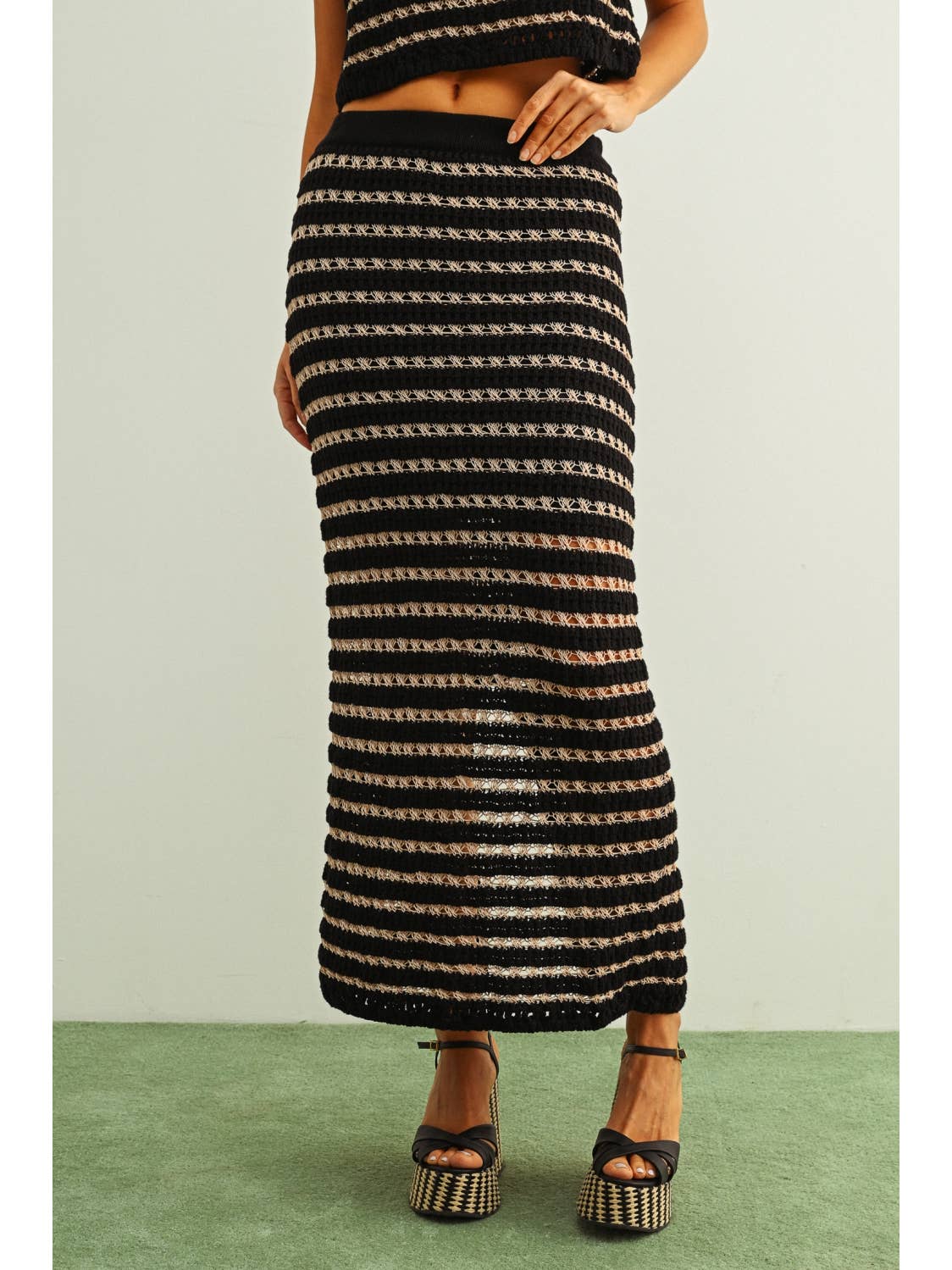 Crochet Knit Straight Long Skirt - MTT Collective