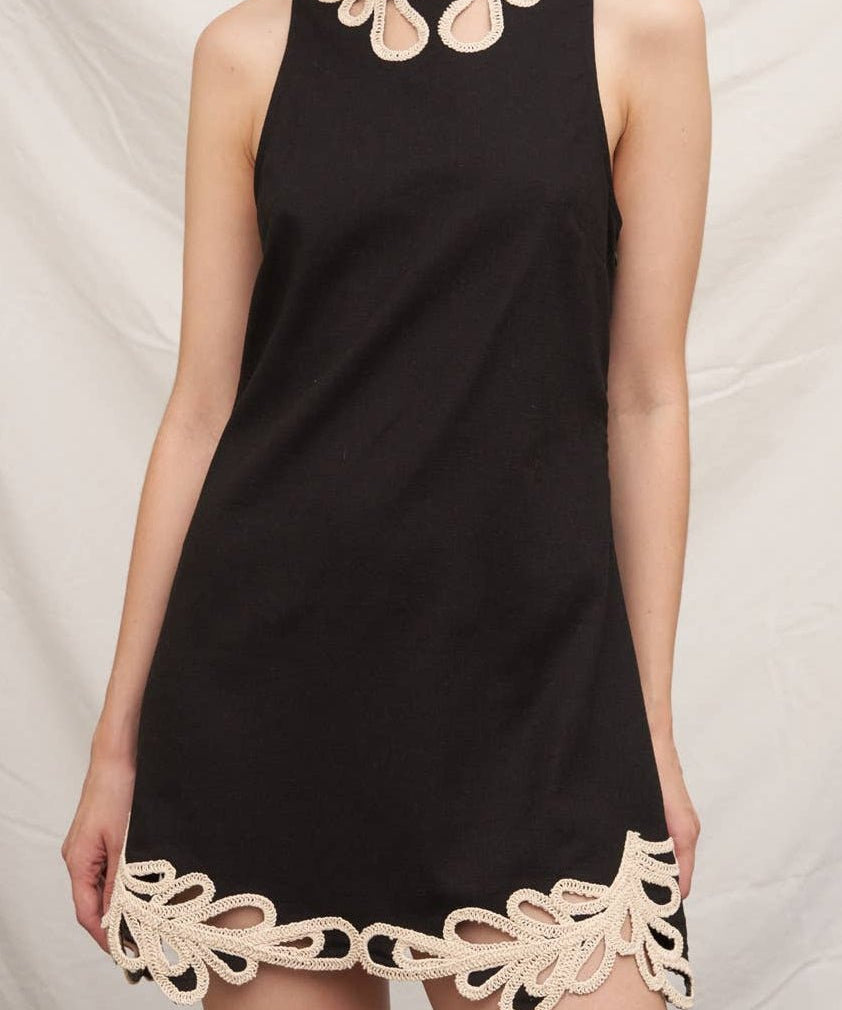 Crochet Trim Sleveless Mini Dress - MTT Collective