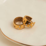 Cubic Zirconia Inlay Huggie Hoop Earrings - MTT Collective