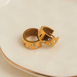 Cubic Zirconia Inlay Huggie Hoop Earrings - MTT Collective