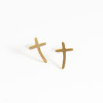 Curved Cross Stud Earrings - MTT Collective