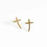 Curved Cross Stud Earrings - MTT Collective