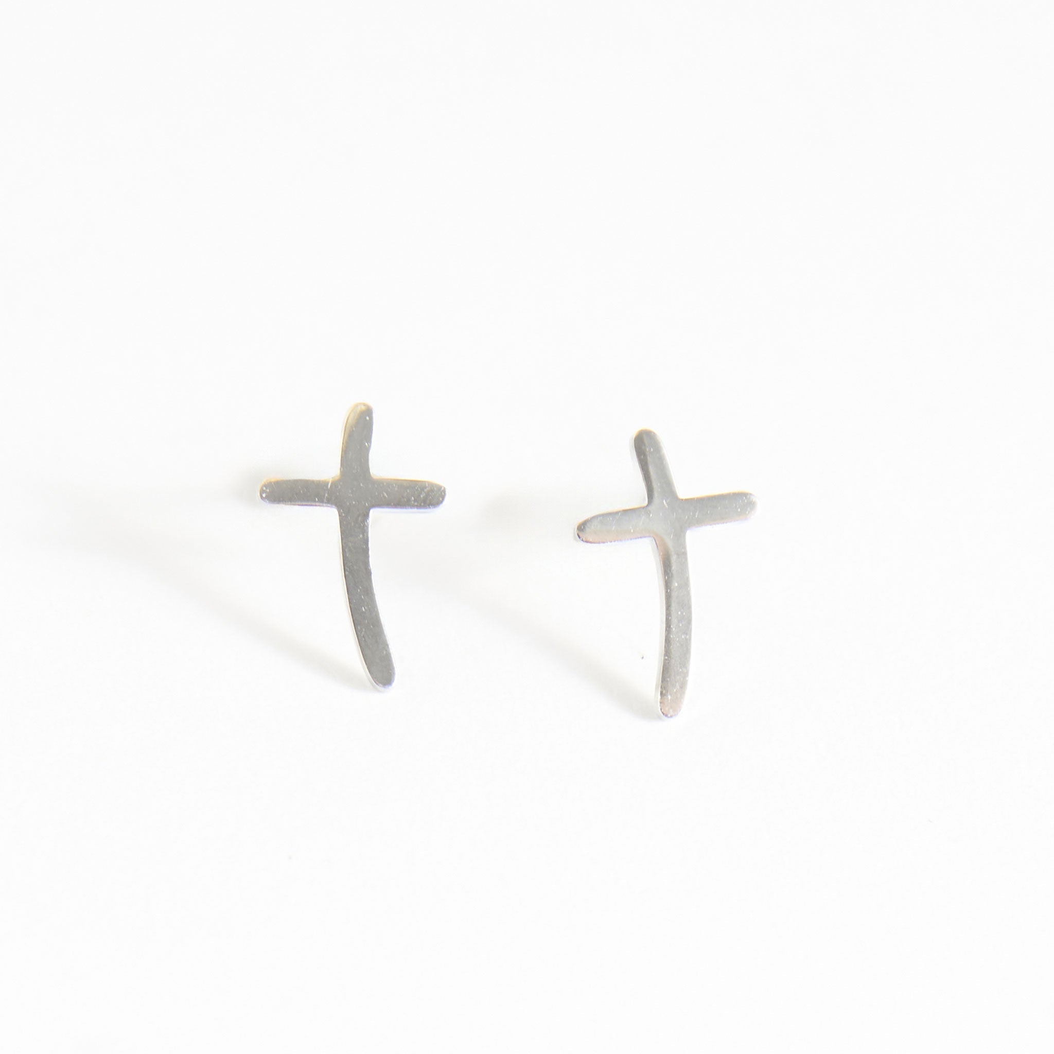 Curved Cross Stud Earrings - MTT Collective