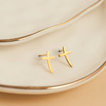 Curved Cross Stud Earrings - MTT Collective