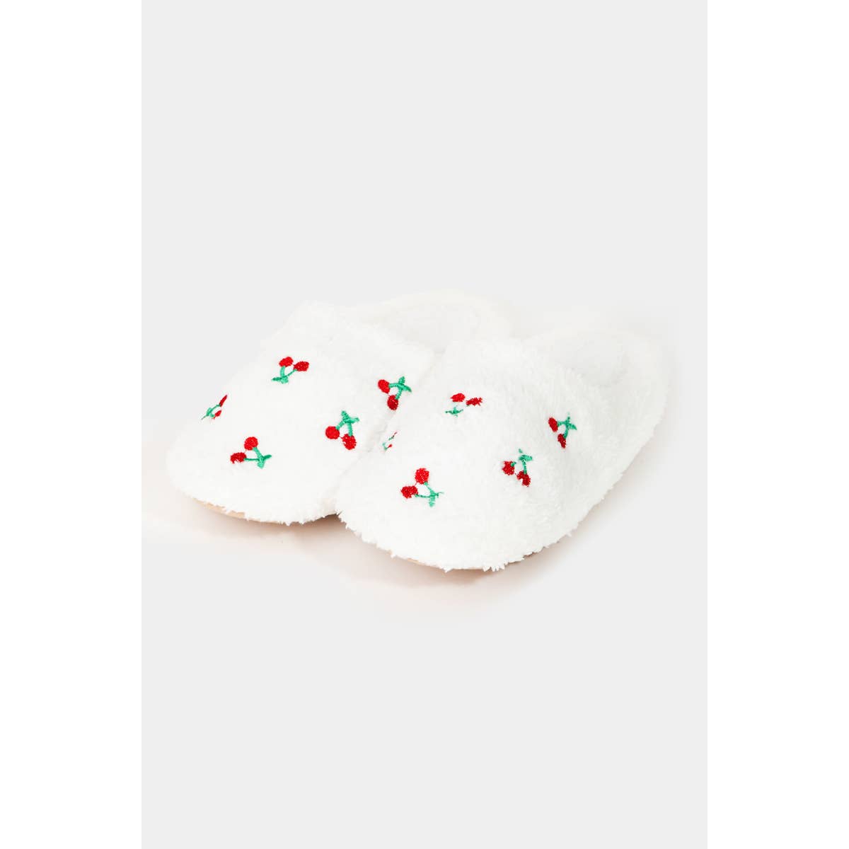 Cherry Print Faux Fur Slipper