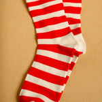 Bold Stripe Crew Socks in Cream/Red