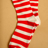Bold Stripe Crew Socks in Cream/Red