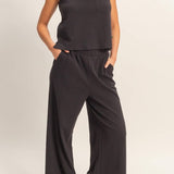Elastic Waist Wide-Leg Pants